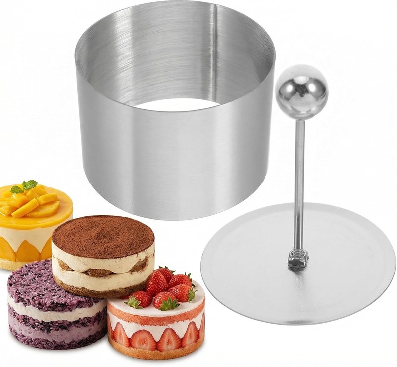 Onigiri Mold Stainless Steel,Round Cake Ring Molds Non-stick Sushi Cake Press