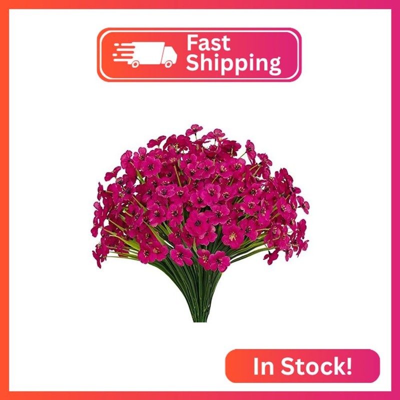 Gamity 15 Bundles Artificial Flowers UV Resistant Outdoor Plants No Fade Faux Pl