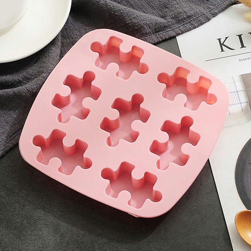 Reusable Puzzle Ice Cube Tray Silicone Baking Mold Assorted Colors for Kitchen gallery