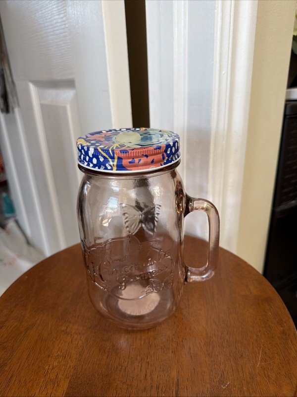 The Pioneer Woman 32-Fluid-Ounce Mason Jar With Lid – Rosewater – No Straw