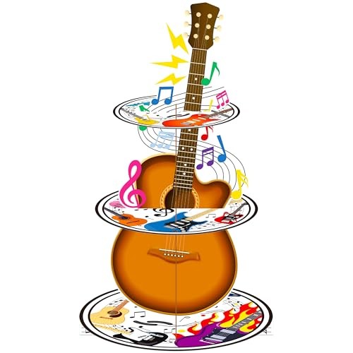 C L cooper life Guitar Party Decoration Rock Guitar Theme Cupcake Stand 3-Tier