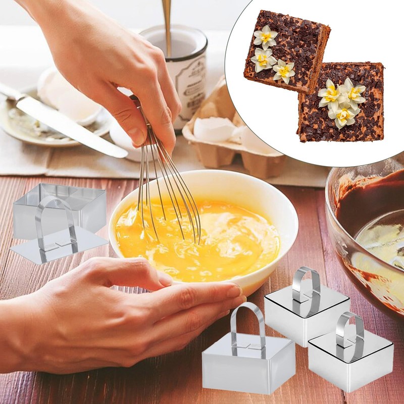 4 Pieces Food Ring Molds Set, Stainless Steel Cake Ring Mold with Pusher, for... gallery