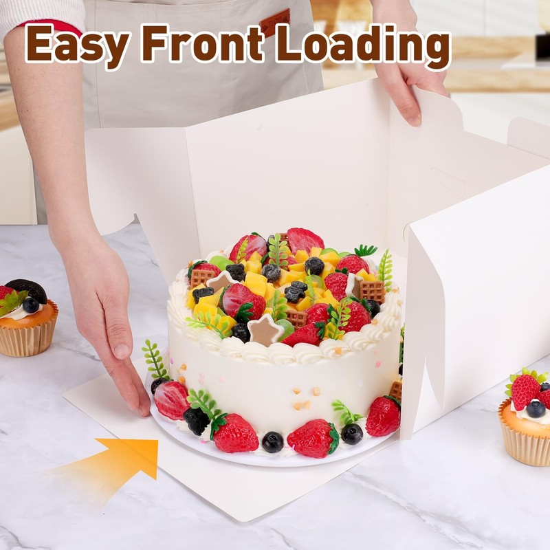 30Pcs Cake Boxes, 10x10x8 Inch Tall Bakery Boxes with Windows, Disposable Cak... gallery