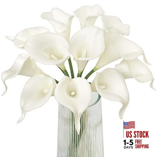 Calla LilyPcs Artificial Flowers Bouquet for Wedding Bride Shower 12 White