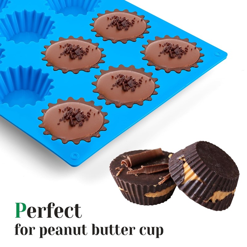3 PCS Peanut Butter Cup Molds, 12 Cavity Non-stick Silicone Chocolate Candy M... gallery