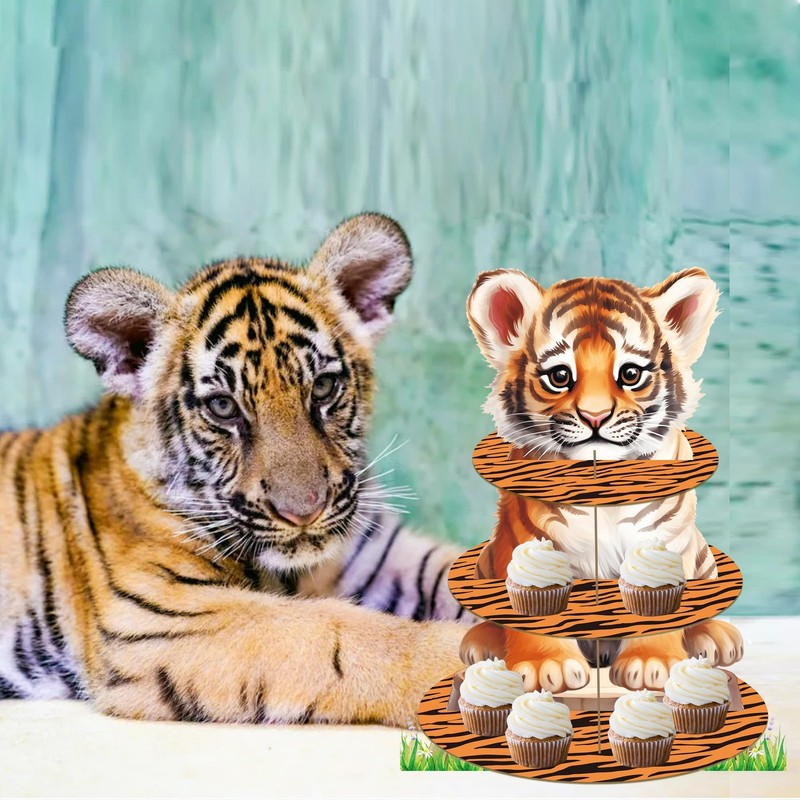 Tiger Cupcake Stand 3Tiers Party Cupcake Holder Tiger Birthday Party Decorati... gallery