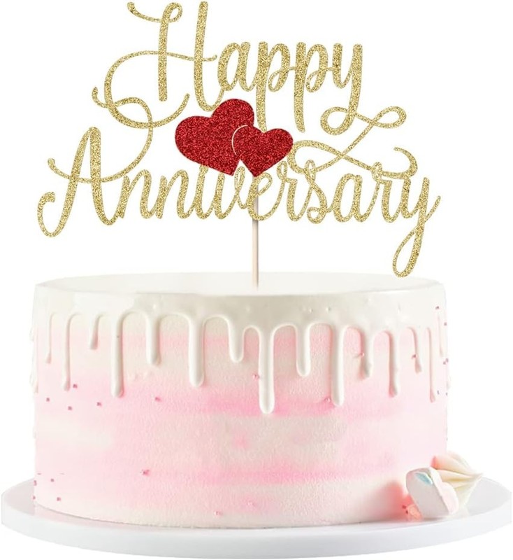 Happy Anniversary Cake Topper - Gold Glitter Happy Birthday Cake Topper, Company gallery