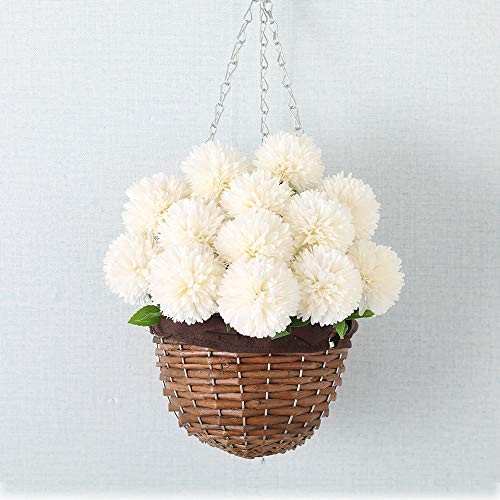 12pcs Artificial Chrysanthemum Ball Flowers Silk Hydrangea Bridal White-12pcs gallery