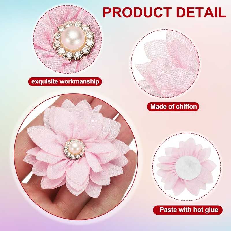Flower Chiffon Beads 2.36 Inch, 12 Piece Pink Fabric Appliques gallery
