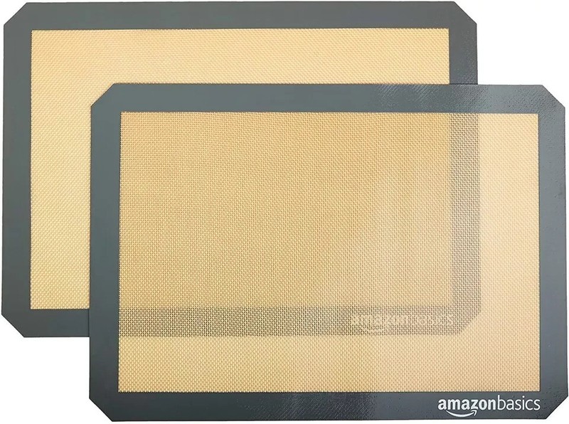 Amazon Basics Silicone, Non-Stick, Food Safe Baking 2-Pack, New Beige/Gray gallery