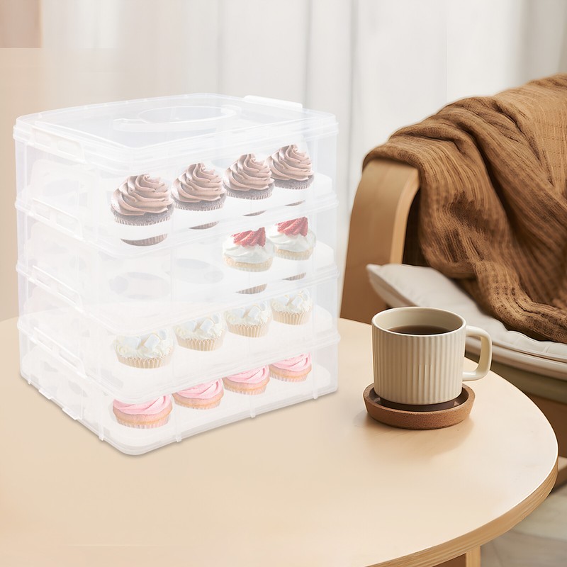 4-Tier Clear Cupcake Carrier Holds 48 Cupcakes PP Plastic Portable gallery