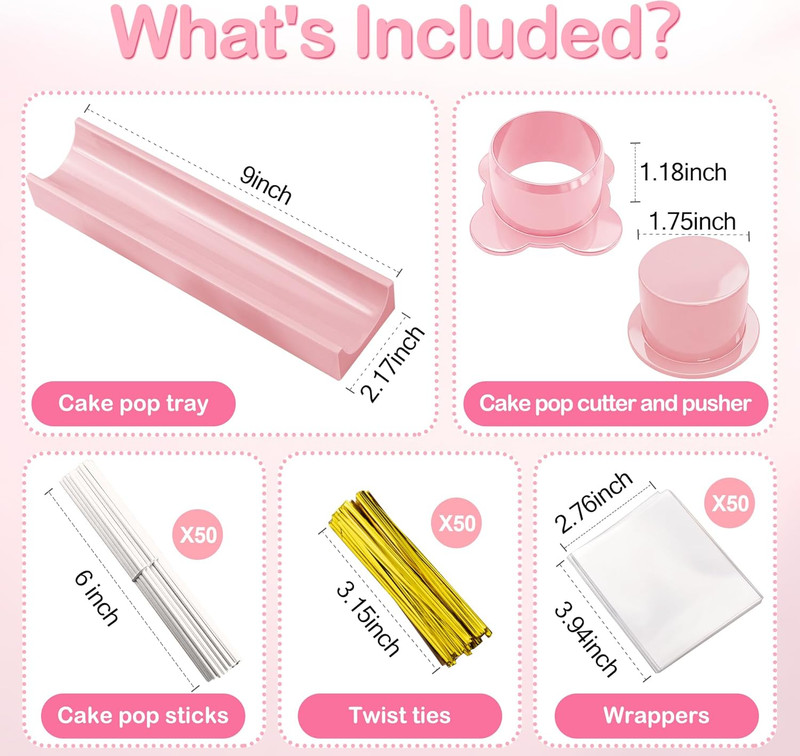 Round Cake Pop Mold Set with 50PCS Sticks Bags Ties,1.75 Inch Cake Pop Cutter an gallery