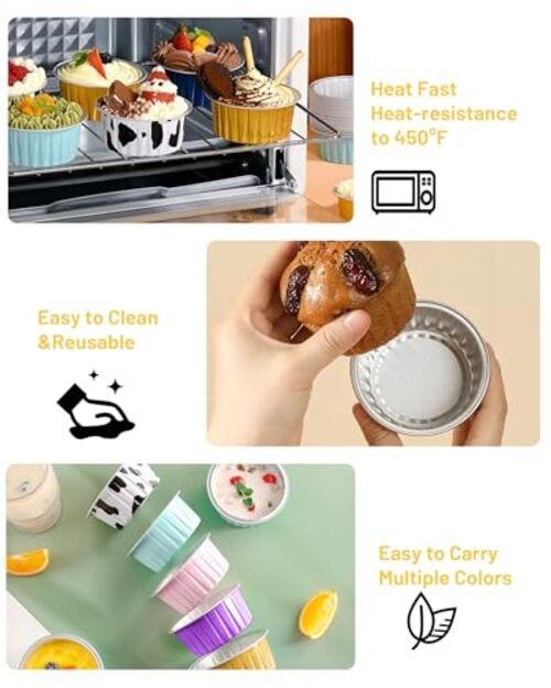 50 Pack 5oz Round Disposable Aluminum Foil Baking Cups, Mini Cake Pans Black gallery