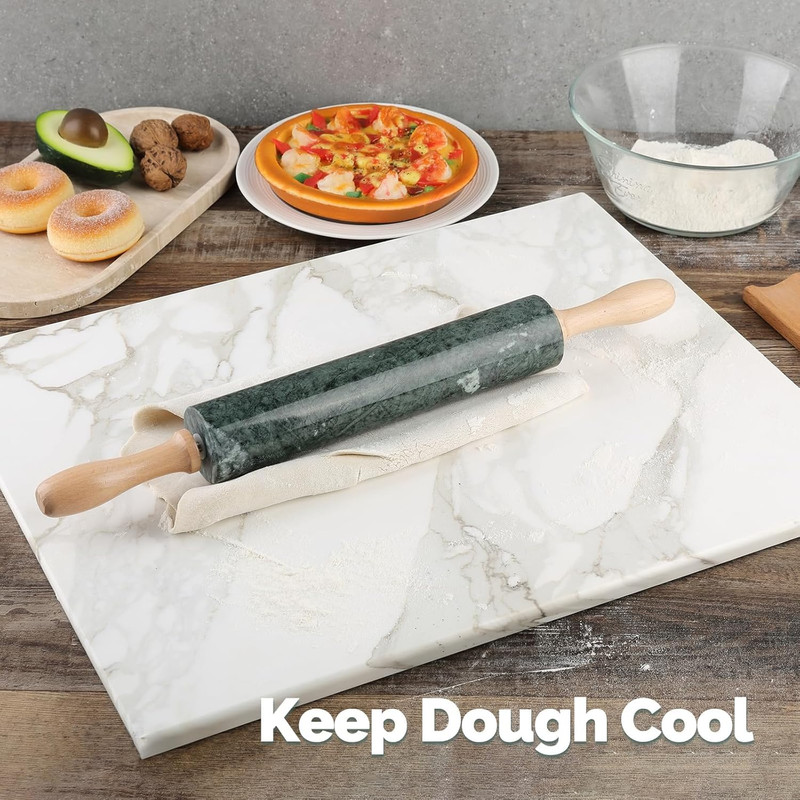 Indian Natural Marble Rolling Pin, Non-Stick Polished Dough Roller, Pasta, Dumpl gallery