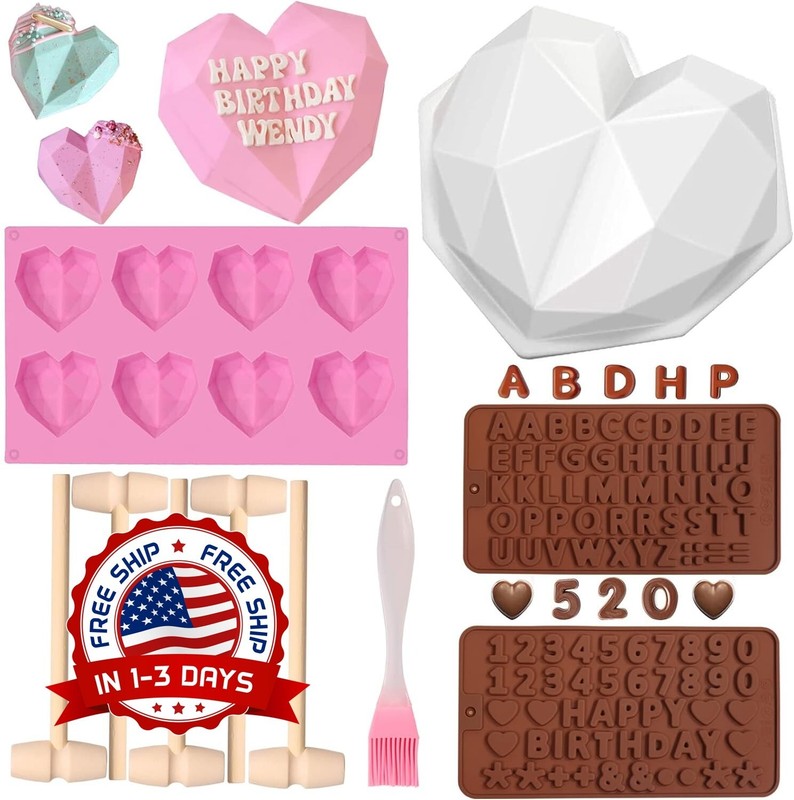Molde De Silicona Para Chocolate Con Hoyuelos En Forma De Corazón, Bandeja 10Pcs gallery
