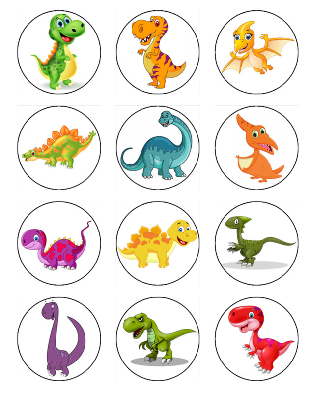 Dinosaur Edible Cupcake Toppers Icing Birthday Party Decoration Jurassic Fun gallery