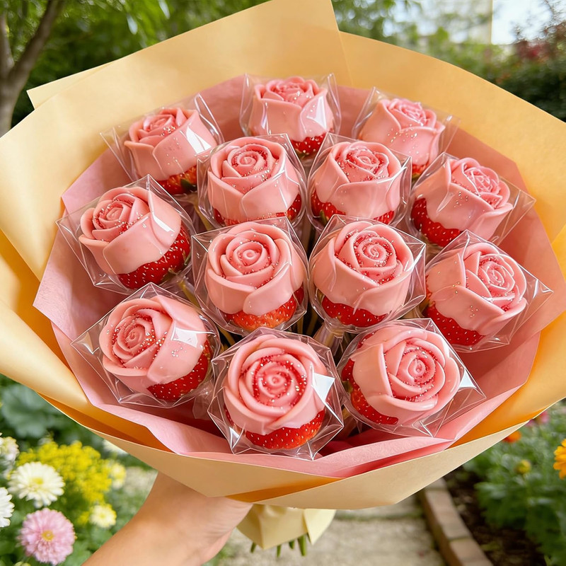 2 Pcs Large Rose Silicone Mold for Chocolate Strawberry, Easy Release Rose Ice C gallery