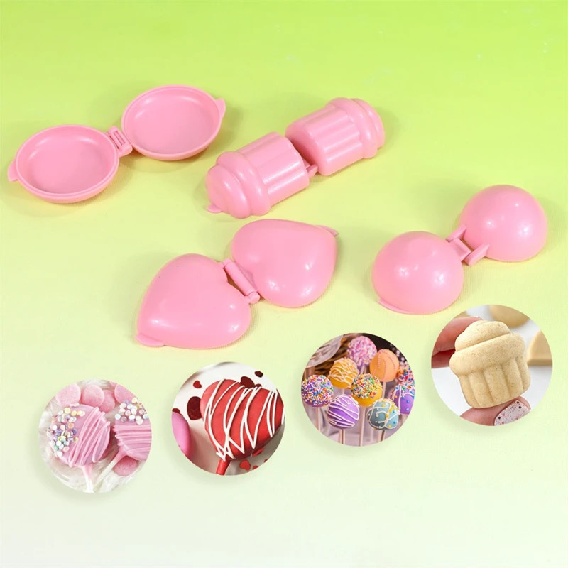 4Pcs/set Round Heart Cupcake Shape Lollipop Mold Plastic Cookies Cakes gallery