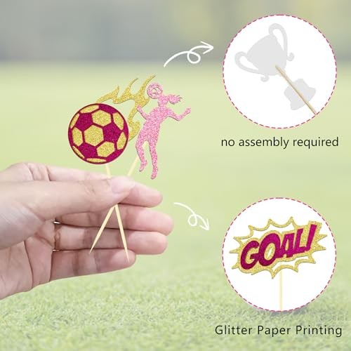 24 Pcs Glitter Soccer Cupcake Toppers for Football Party Decorations Mixed 3 gallery