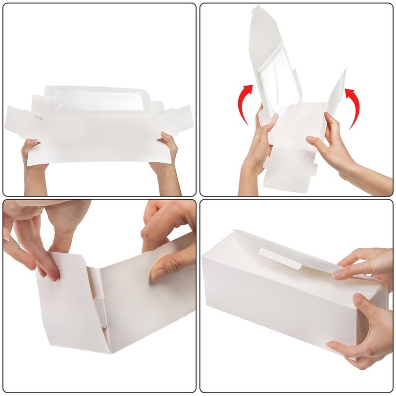 40 Pack White Bakery Boxes with Window, 12 x 4 x 3.5 Inch Roll Cake Boxes, Re... gallery