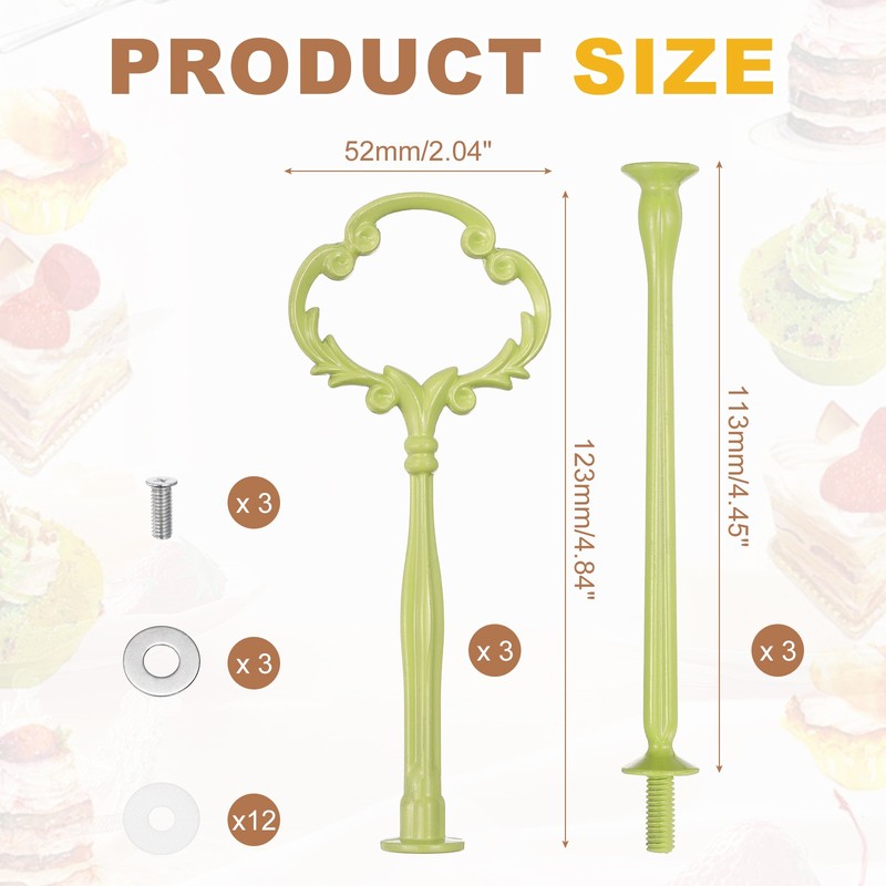 3Set 2-Tiers Cake Tray Stand Handle for Cake Plate, Green(Flower) gallery