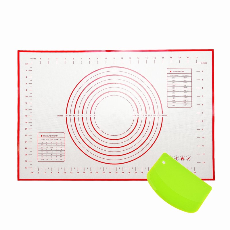 Large 24″ x 16″ Silicone Baking Mat | Non-Slip Pastry & 24″L x 16″W, Red