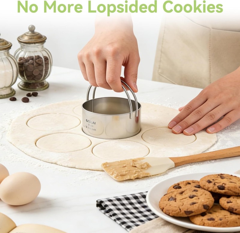 USLAI Biscuit Cutter Set (1.75, 2, 2.5, 2.75, 3.25 Inch), Stainless Steel Fluted gallery
