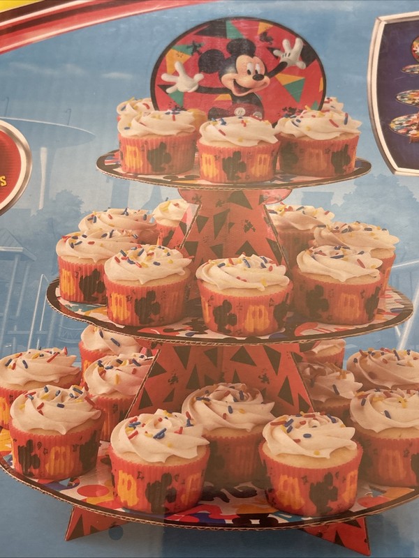 New Disney 24 Cupcake Stand And Toppers Mickey Mouse Set gallery