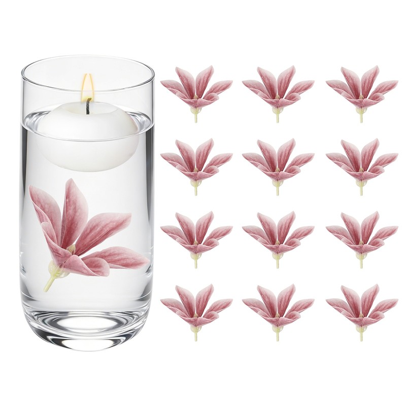 12 Pcs Floating Flowers for Centerpieces, Brown Magnolia Faux Flower Heads