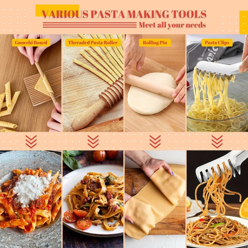 Pasta Making Tools, 15 PCS Pasta Making Kit with Pasta Drying Rack, Rolling P... gallery