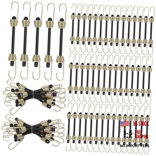 Pcs Mini Bungee Cords with Hooks Small Bungee Cords Short 2 Inch 50 Black