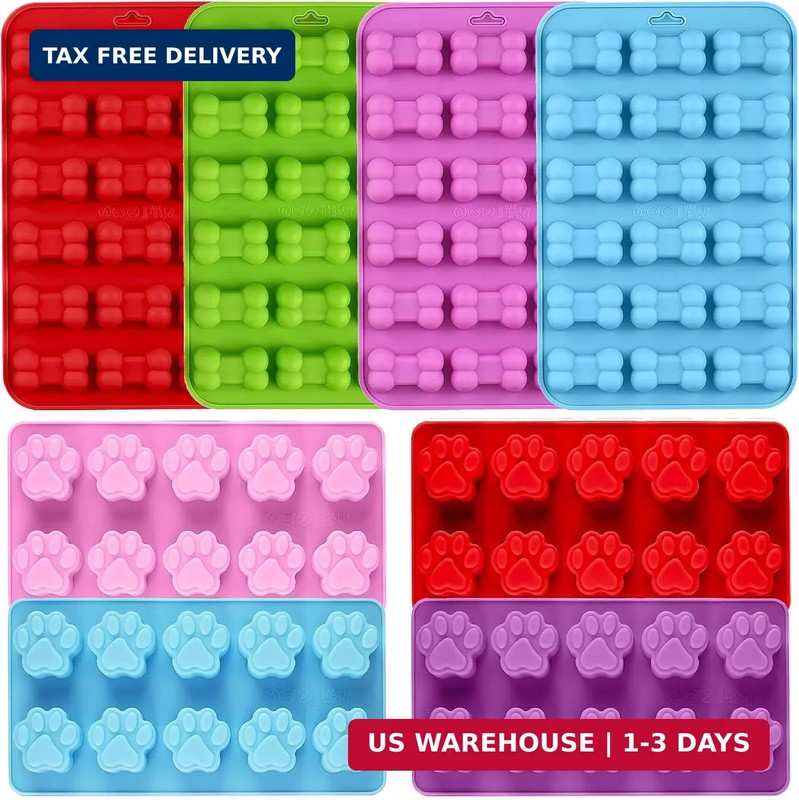 8PCS Silicone Molds Puppy Dog Paw and Bone Shape, Reusable Silicone Chocolate Mo gallery