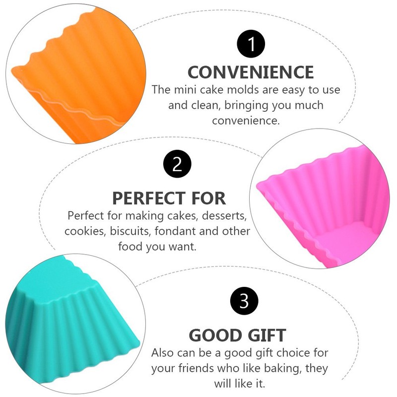 24 Pcs Reusable Silicone Rectangular Muffin Cups Cake Baking Mold Supplies gallery