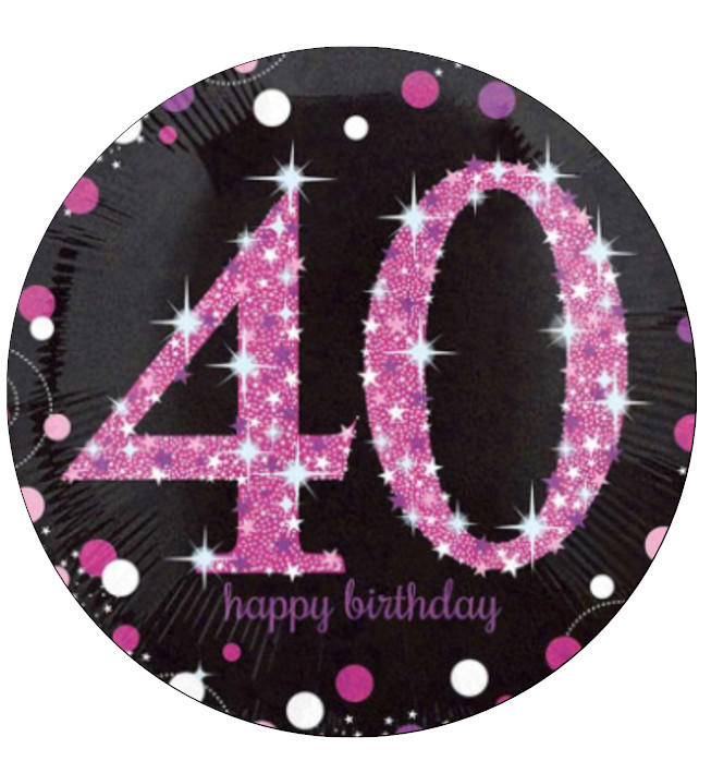 30x 40th Birthday Black Pink Cupcake Toppers Edible Wafer Paper Fairy Toppers