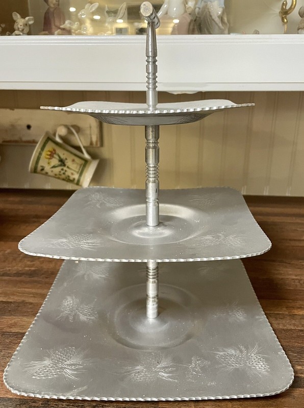 MCM Three Tier Millbrook Aluminum Canada Square Pastry / Cake Stand gallery