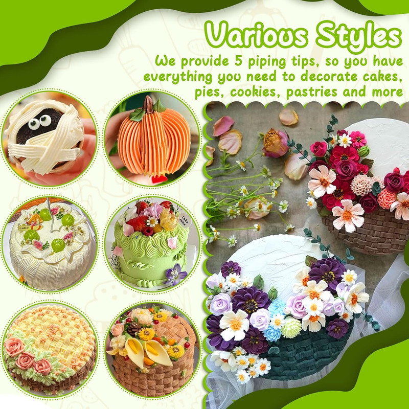 5 Pieces Basketweave Piping Tips Set,Stainless Steel Half Row Braided Flower Cak gallery