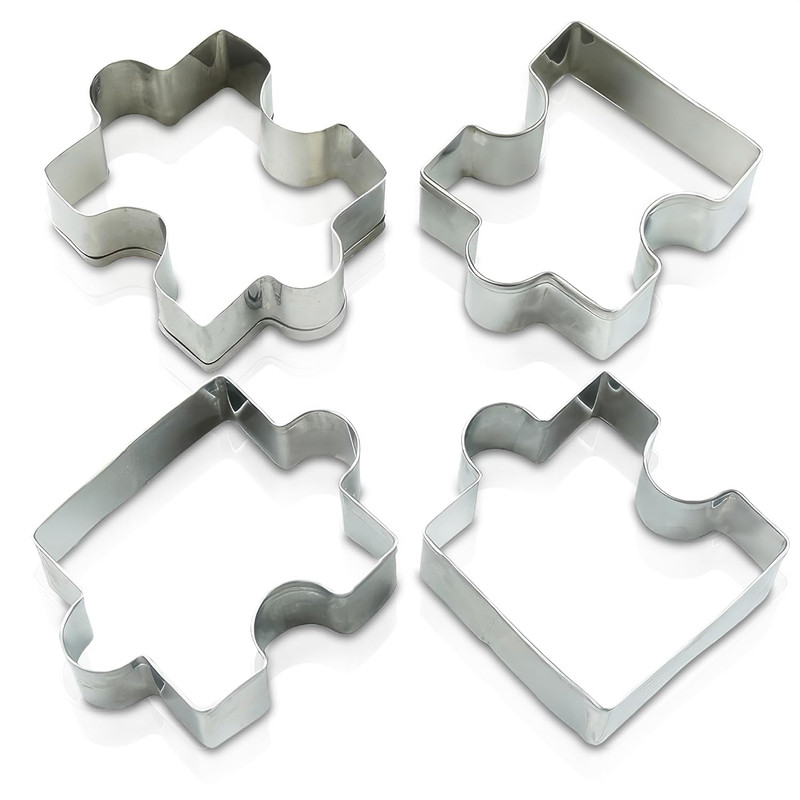 4Pcs Puzzle Cookie Cutter Set – Puzzle Piece Fondant Cutter Stainless Steel Clay