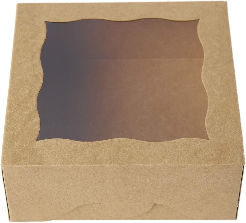 [25pcs]ONE MORE 6″Brown Bakery Boxes with pvc Window for Pie and Cookies Boxes S