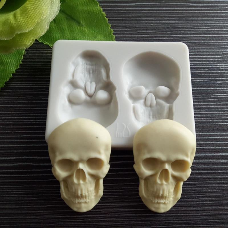 Mini Skull 3D Skeleton Silicone Mold Candle Chocolate Polymer Clay Soap Wax gallery