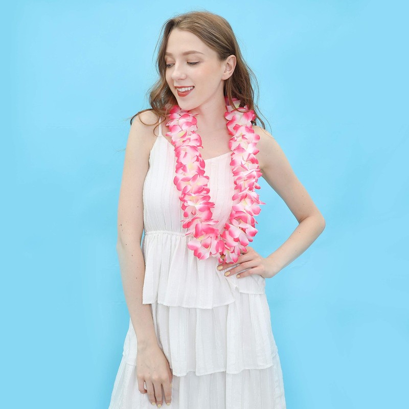 Layseri Pack of 4 Mahalo Floral Leis Hawaiian Silk Flower Graduation Pink gallery