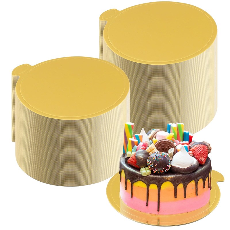 100 Pcs 5 Inch Mini Cake Boards Round Golden Mousse Cake Boards Disposable Ca…