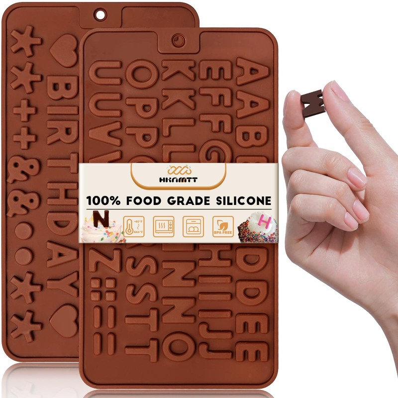 Silicone Alphabet Chocolate Molds, 2 Pack, Non~Stick BPA~Free