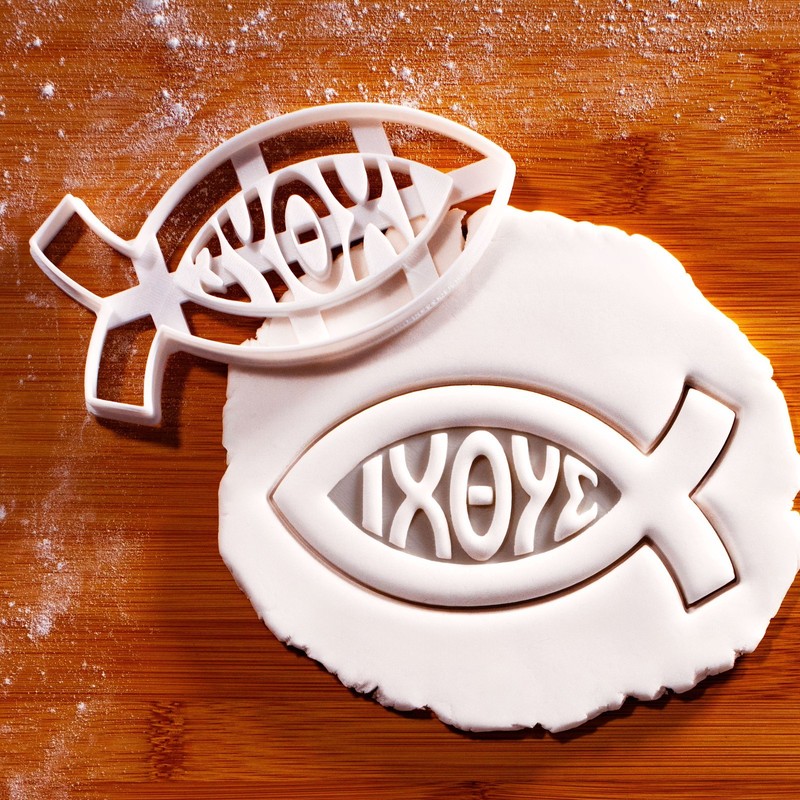 Ichthys Symbol Cookie Cutter – Christian Jesus Fish, Church Events, Baptism Bake