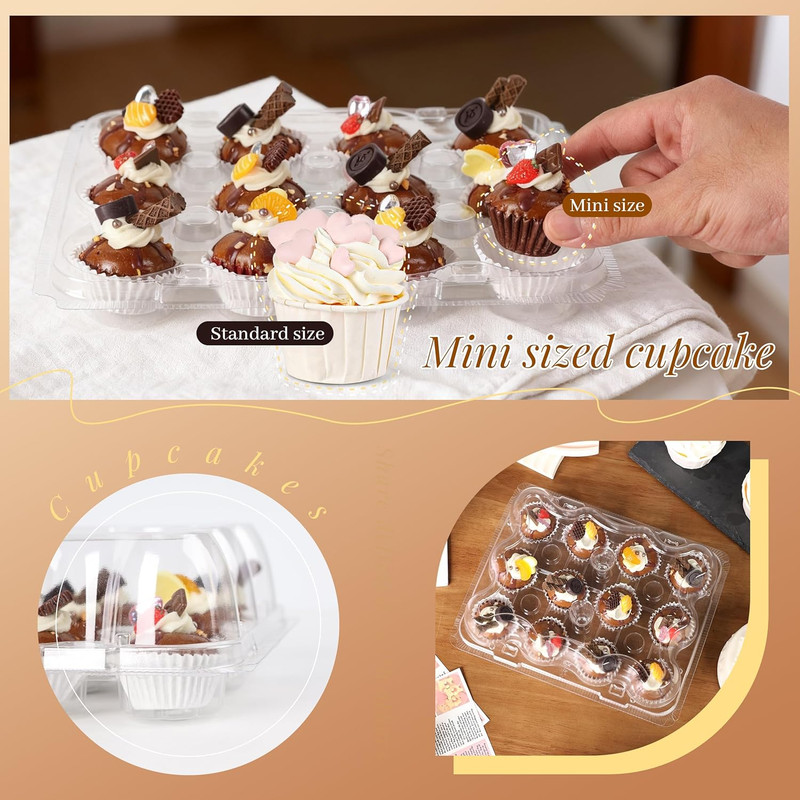 12 Count Mini Cupcake Containers 20 Sets with 240 Pack Cupcakes Liners, Plastic gallery