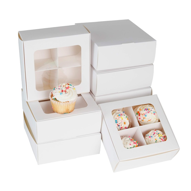 24-Pack Small Cookie Boxes for Packaging with Window and Dividers6x6x2.4 Inch... gallery