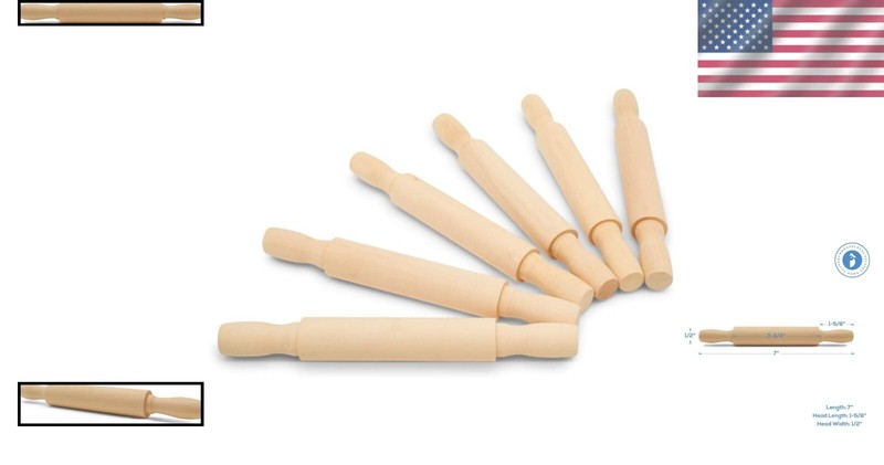 Creative 7-Inch Wooden Mini Rolling Pin Pack - Essential for Baking & DIY Crafts gallery