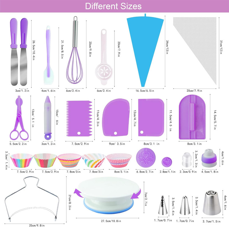Cake Decorating Supplies Kit Tools 356Pcs, Baking Accessories with Cake Turntab gallery