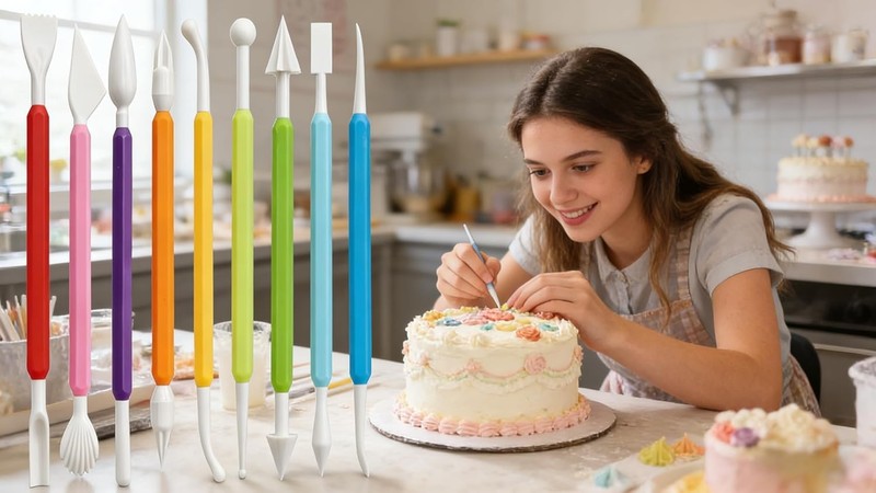 Fondant Sculpting Tools Set of 9 Plastic Cake Decorating Pens for Flower gallery