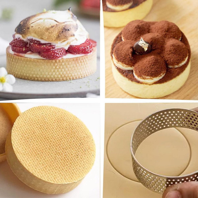 12Pack Tart Rings 3.15 Inch Perforated Tart Ring Stainless Steel, round Mousse C gallery
