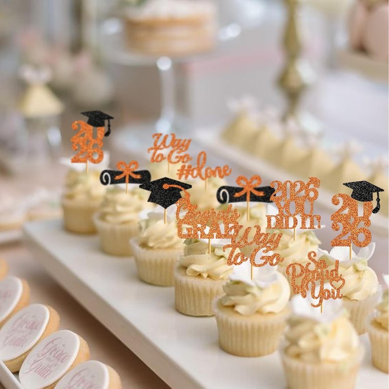 40Pcs Graduation Cupcake Toppers 2026 Pre-Assembled Graduation Cupcake Toppers gallery